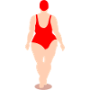 Proud woman in red swimsuit