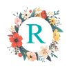 R Monogramm, Blumen-Kranz, personalisierbar