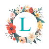 L Monogramm, Blumen-Kranz, personalisierbar