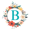 B Monogram, Flower Wreath, Personalizable