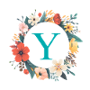 Monogramme Y, Couronne de fleurs, Personnalisable