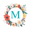 M Monogram, Flower Wreath, Personalizable
