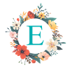 E Monogram, Flower Wreath, Personalizable