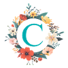 C Monogramm, Blumen-Kranz, personalisierbar
