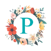 P Monogramm, Blumen-Kranz, personalisierbar