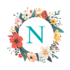 N Monogram, Flower Wreath, Personalizable