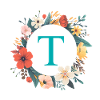 T Monogram, Couronne de fleurs, Personnalisable