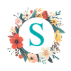 S monogramme, Couronne de fleurs, Personnalisable