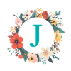 J Monogram, Flower Wreath, Personalizable