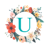 U Monogram, Flower Wreath, Personalizable