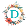 D Monogramm, Blumen-Kranz, personalisierbar