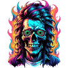 Neon Skull with Vibrant Flames