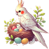 Cockatiel Nest with Eggs Illustration