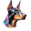 Dobermann Hund Cool Bunt Groß