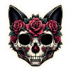 CAT | Cat skull with Roses
