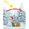 Cat in romantic Christmas landscape