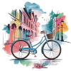 Pastel Cityscape Bicycle Design