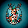 Cheerful and cozy Christmas illustration