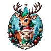 Cheerful and cozy Christmas illustration