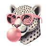 Leopard with Pink Glasses Bubblegum