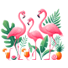 Tropical Flamingos Juices Illustration
