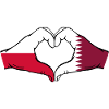 Pologne Qatar drapeau mains coeur