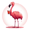 Flamingo drinks coffee