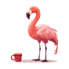 Flamingo boit du café