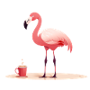 Flamingo boit du café