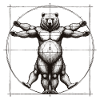 Vitruvian Bear Sketch Drawing Gift