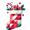 Bunter Weihnachtsstrumpf voller Geschenke
