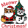 Festive Cat and Snowman Christmas Design