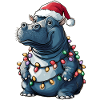 Hippopotame Hippopotame Chapeau de Noël