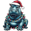 Hippopotame Hippopotame Chapeau de Noël