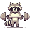 Muscle Raccoon Lifting Barbell Cartoon