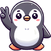 Peaceful Penguin Cartoon Illustration