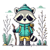 Adventurous Raccoon in Hiking Outfit