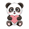 Bébé panda avec cœur