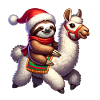 Llama Sloth Christmas Xmas
