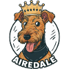 Airedale Terrier Dog with Crown