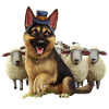 Deutscher Schäferhund mit kleinen Schäfchen