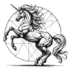 Regalo de dibujo de boceto de unicornio de Vitruvio