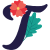 Elegant letter 'T' with flowers