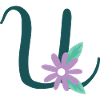 Elegant letter 'U' with flowers