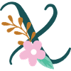 Elegant letter 'X' with flowers