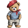 Niedlicher Teddybär Französisch Baskenmütze