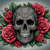 Totenkopf rote Rose