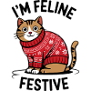 Festive Cat with Christmas Sweater