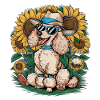 Caniche français aux tournesols doux