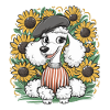 Caniche français aux tournesols doux